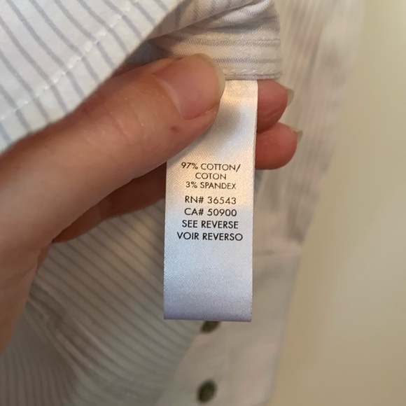 Calvin Klein Y2K Pin Stripe V-Neck Button Down Long Sleeve Shirt Size Small - Picture 5 of 6